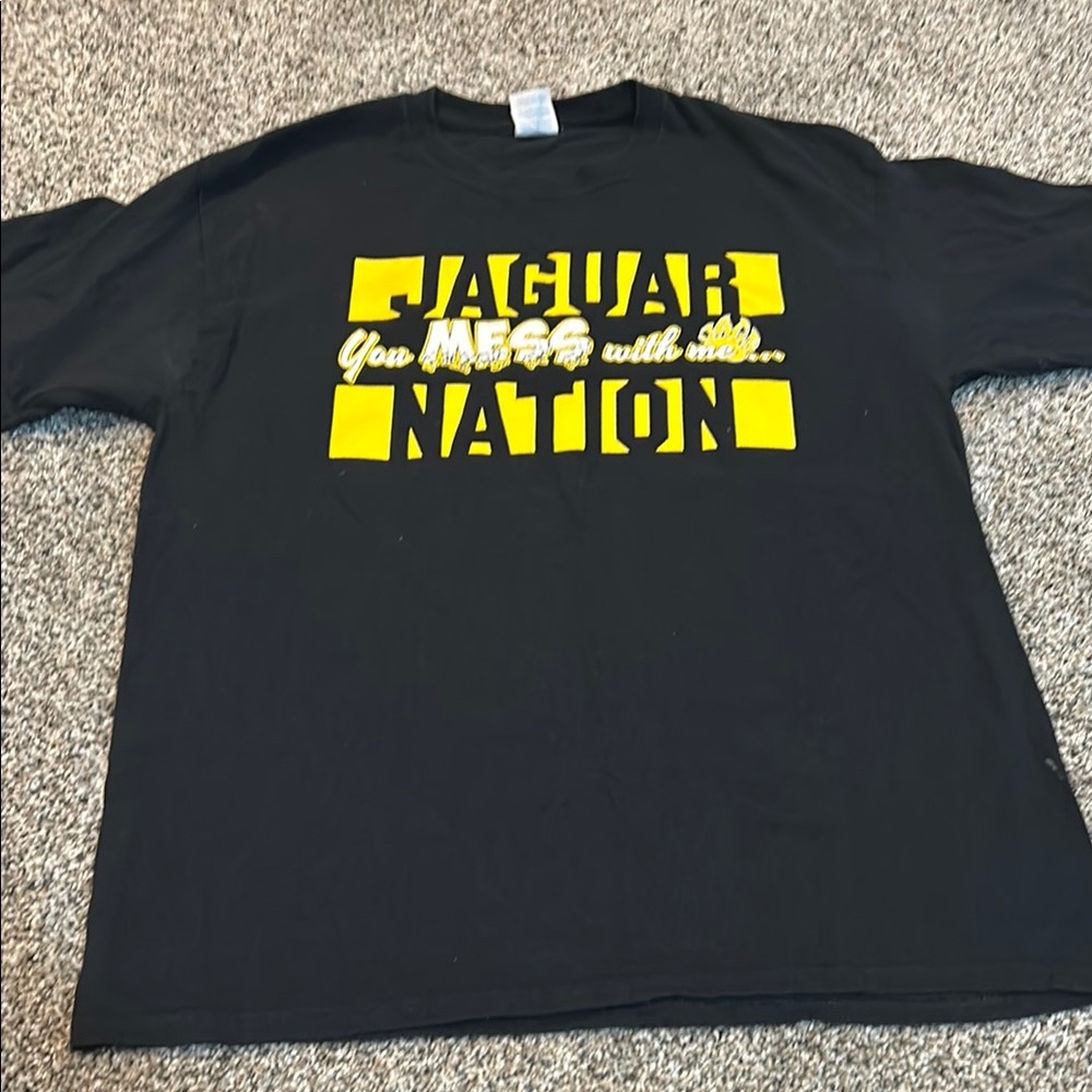 Jaguar Nation Black T-Shirt with Yellow Print